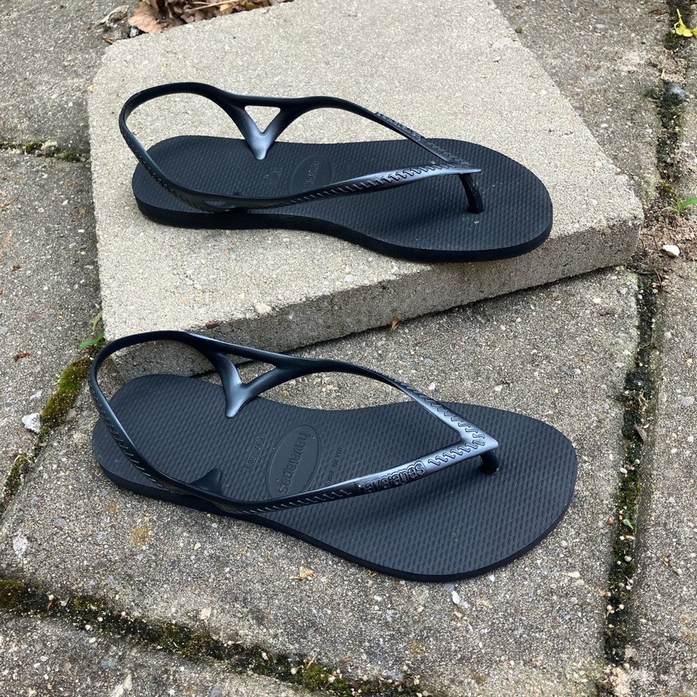Havaianas black flip flop back strap 37-38